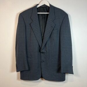 Samuelsohn Blazer Mens 42L Tall Lambswool Blue Houndstooth Classic Sport Coat